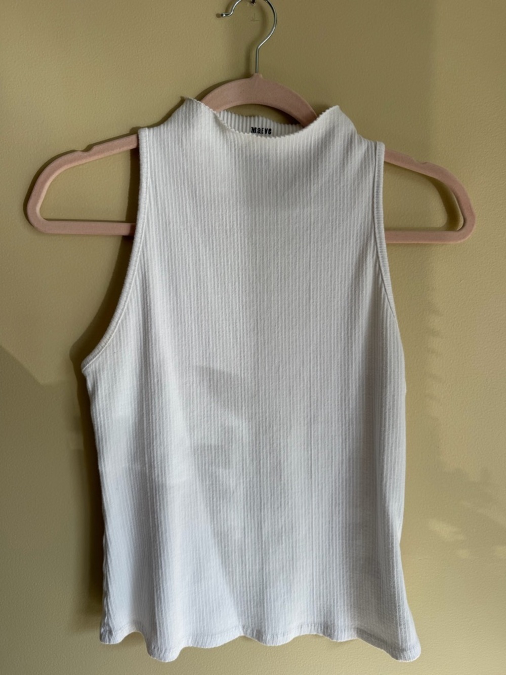 Anthropologie White Ribbed Mock Neck Tank